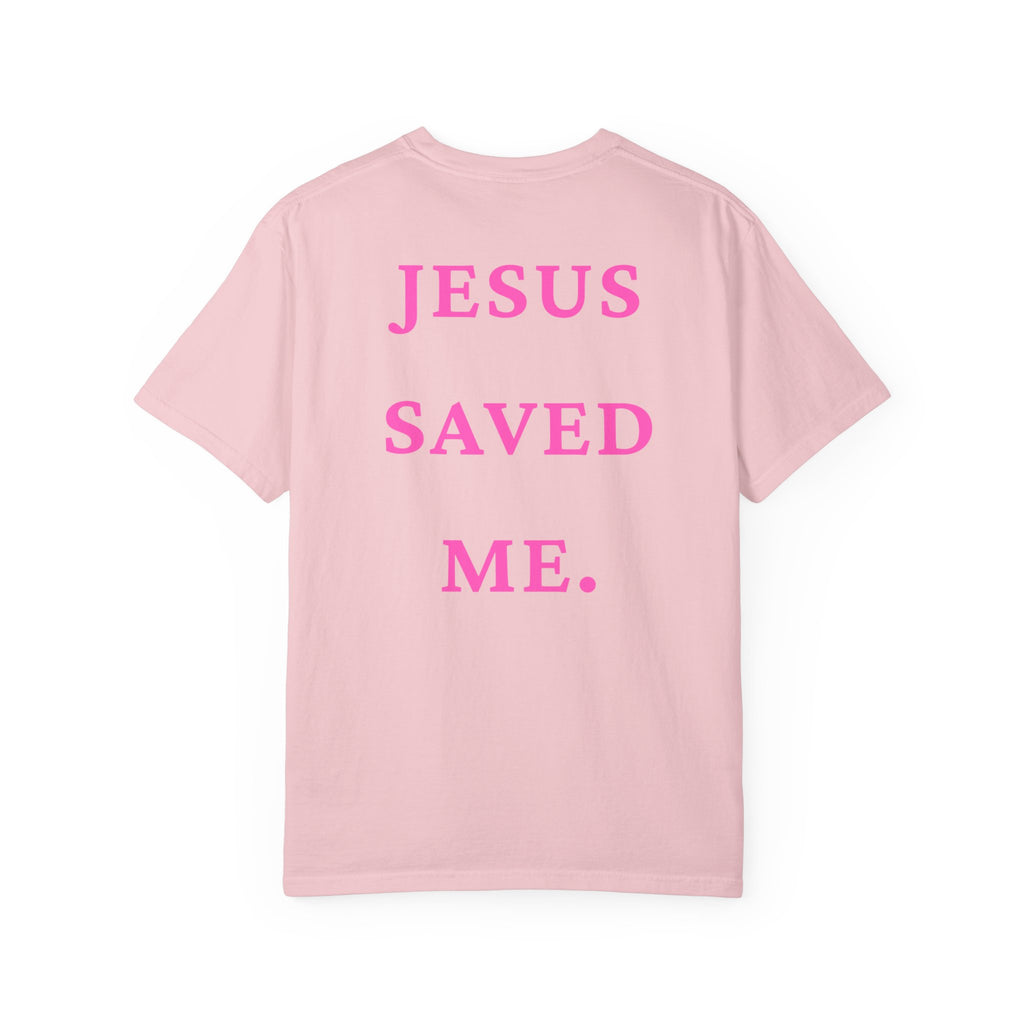 Jesus Saved Me Tee - Hot Pink Text