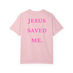 Jesus Saved Me Tee - Hot Pink Text
