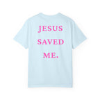 Jesus Saved Me Tee - Hot Pink Text