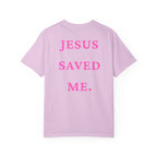 Jesus Saved Me Tee - Hot Pink Text