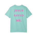 Jesus Saved Me Tee - Hot Pink Text