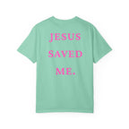 Jesus Saved Me Tee - Hot Pink Text